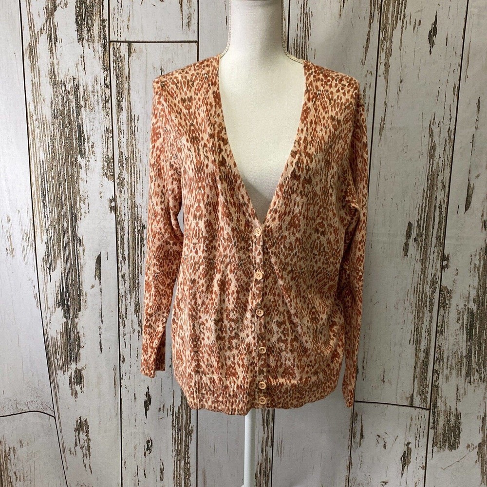 Merona Peach with Peach Dot Design Cardigan Sweater Size XXL